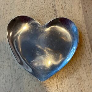 Pottery Barn Rustic Aluminum Heart Trinket Dish Decorative Plate